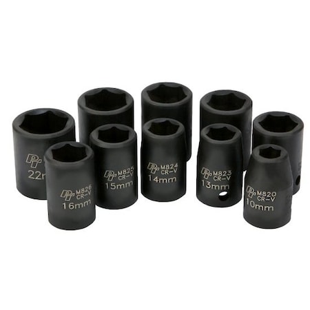 Performance Tool 10-Pc 1/2 In Dr. Mm Impact Socket Set, M593Db M593DB